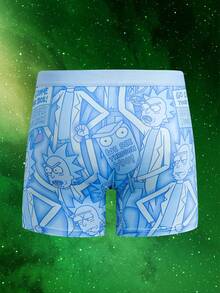 Rick and Morty X SHEIN Men's Funny Cartoon Print Boxer Briefs - Blue - View 2