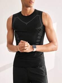 Driftmere Breathable Moisture-Wicking Compression Gym T-Shirt Tank Top For Boyfriend Style Men Summer Sports Workout Running - Black and White - View 7
