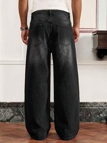 SWAVVY Men's Casual Versatile Everyday Travel Denim Jeans With Pocket And Button - Black - View 3