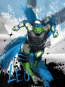 TEENAGE MUTANT NINJA TURTLES | SHEIN 小男孩對比色卡通印花T恤短褲套裝 - 白色 - 查看 3