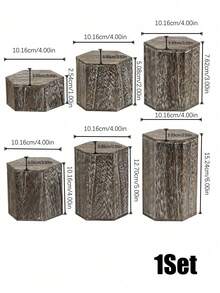 Cirelle 1Set Hexagonal Wooden Tiered Display Stand, Solid Wood With Natural Grain Texture, Staggered Layered Platforms For Figurines, Perfume And Small Trinkets, Multi-Height Storage Rack For Desktop Collectible, Vanity And Tabletop Ornament Arrangement. - multicolor - View 17