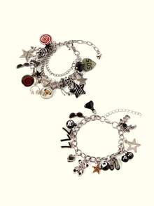 Popjeli Pulsera de viaje linda DIY, pulsera de amor, música/linda/mariposa/moda/gótica - Plateado - Ver 2