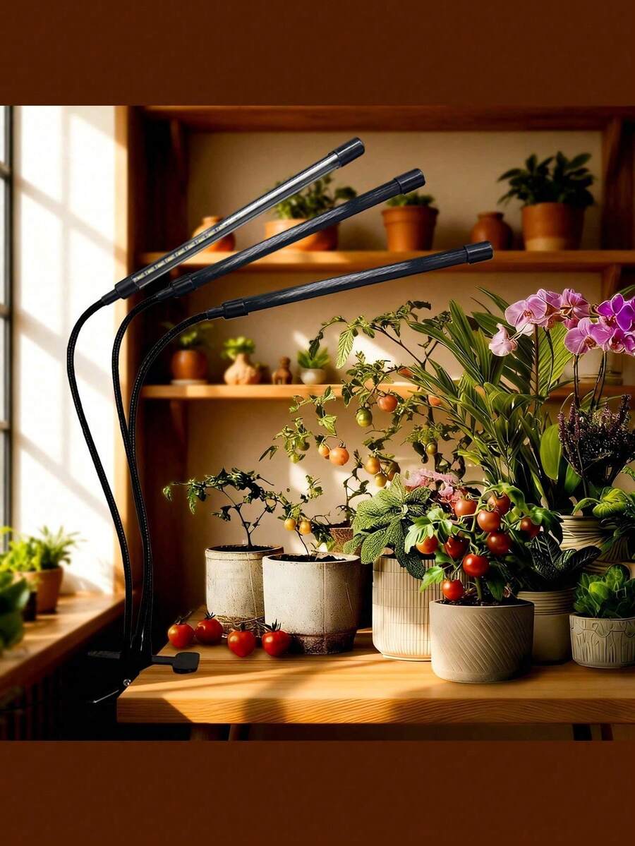 LED Full-Spectrum Plant Grow Light, Suitable For Seedlings, Succulents, Seed Germination And Indoor Plants. It Features A Flexible Rotatable Design With A Timer Function. - white light - View 1