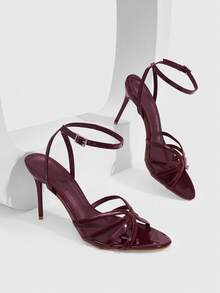 CUCCOO SZL Women's Fashion Pointed High-Heeled Sandals, Summer - Burgundy - View 1