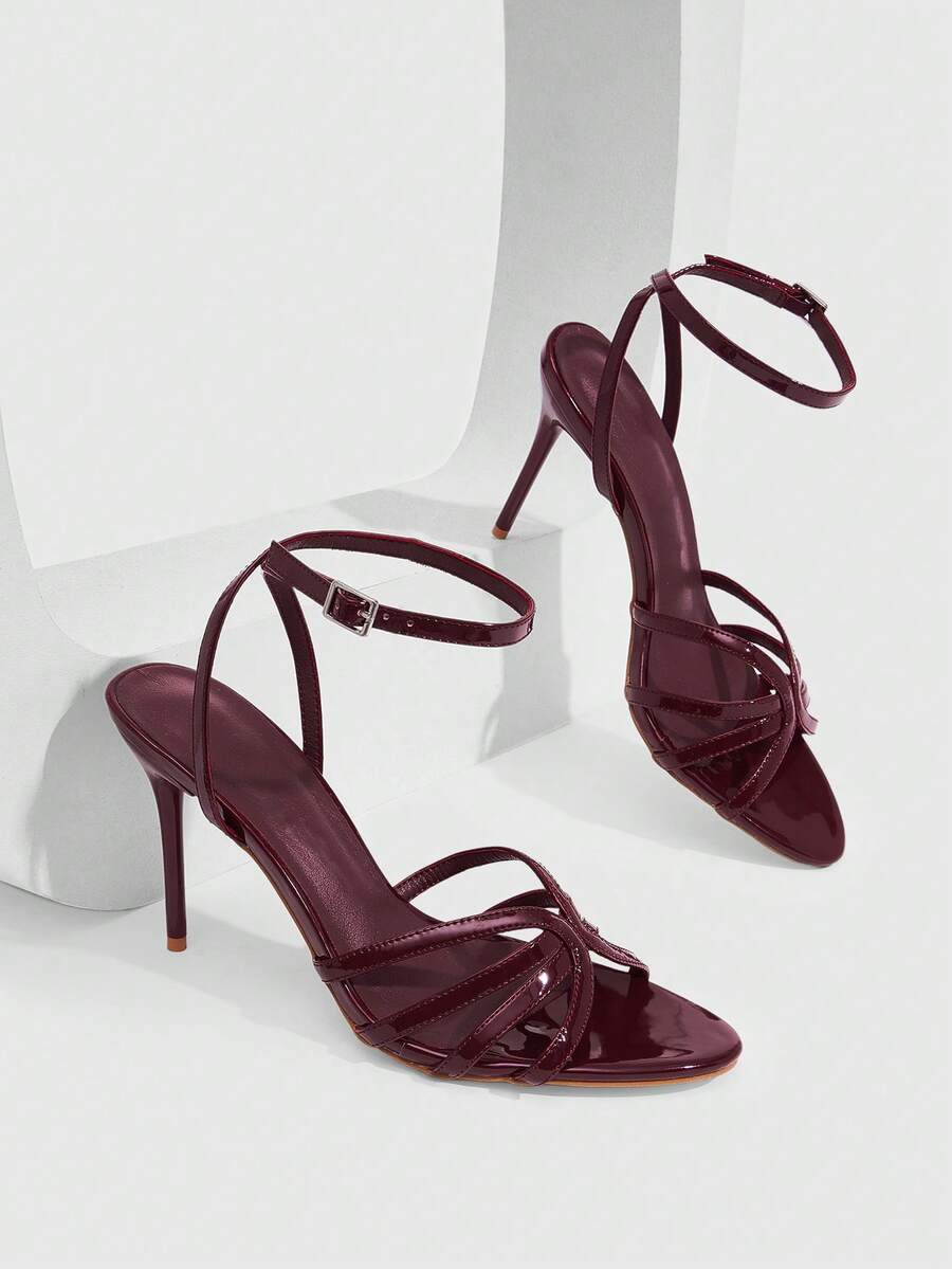 CUCCOO SZL Women's Fashion Pointed High-Heeled Sandals, Summer - Burgundy - View 1