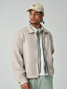 ÉpureWay Men's Fashionable Casual Zip-Up Long Sleeve Overcoat Crop Jacket For Men Men Zip Up Jacket Designer Jacket Men Men Summer Jacket Men Jackets Casual - Apricot - View 7