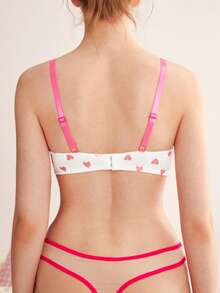 Eraneu Sujetador con aros de moda y lindo con contraste de corazón rosa & blanco 1 pieza - Blanco - Ver 2