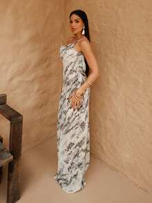 Maju Mazalli Vestido sin mangas con estampado integral y tirantes finos para mujer, vestido sin espalda con tirantes finos elegante para fiestas de verano - Multicolor - Ver 4