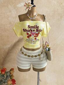 Soleia Casual  Graphic Tee Graphic Tees Women Vacation Outfits Women Going Out Tops  Festival Outfits For Women Summer Tops  T-Shirt - Multicolor - View 5
