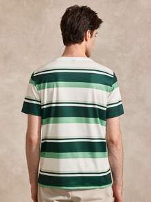 Courvante Men's Casual Colorblock Striped Short Sleeve T-Shirt, Summer - Multicolor - View 3