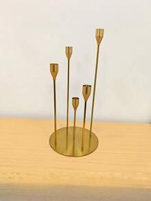 1pc Elegant And Slender Five-Arm Candlestick, Romantic Metal Long-Handled Candlestick, With Widened Base To Prevent Tipping, Romantic Valentine's Day Decoration Candlestick, Elegant Centerpiece For The Dining Table - High Stability Model - View 11