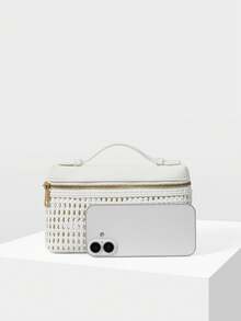 MOTF LADIES' FASHIONABLE AND ELEGANT WHITE WOVEN HANDBAG, EXQUISITE AND SIMPLE BOX BAG, SMALL AND LIGHTWEIGHT, SUITABLE FOR DAILY COMMUTING, DATING AND SHOPPING, SUMMER VACATION, PARTY - White hollow - View 5