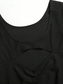 Tween Girls Tween Girl Bodysuits & Jumpsuits Casual Sporty Black Textured Knit Back Cutout Short Sleeve Jumpsuit - Black - View 5
