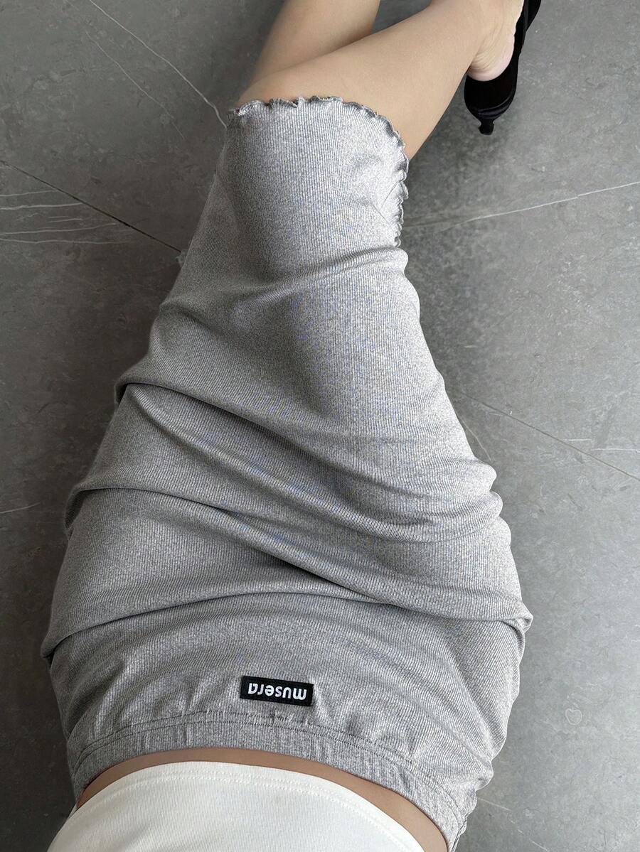Livesso Women's Slim Fit Mid-Length Woven Pattern Dense Hem Skirt Loungewear Bottom Pajamas - Grey - View 1