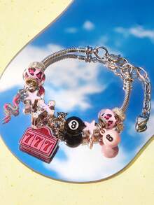 Popjeli DIY Summer Bb Pink Bracelet, Bear/Flower/Cross/Fashion - Pink - View 3