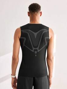 Driftmere Breathable Moisture-Wicking Compression Gym T-Shirt Tank Top For Boyfriend Style Men Summer Sports Workout Running - Black and White - View 3