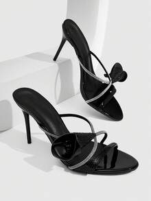 CUCCOO SZL Women's Rhinestone Strip Design Elegant Wedding Party Fashion High Heel Sandals Summer - Black - View 1