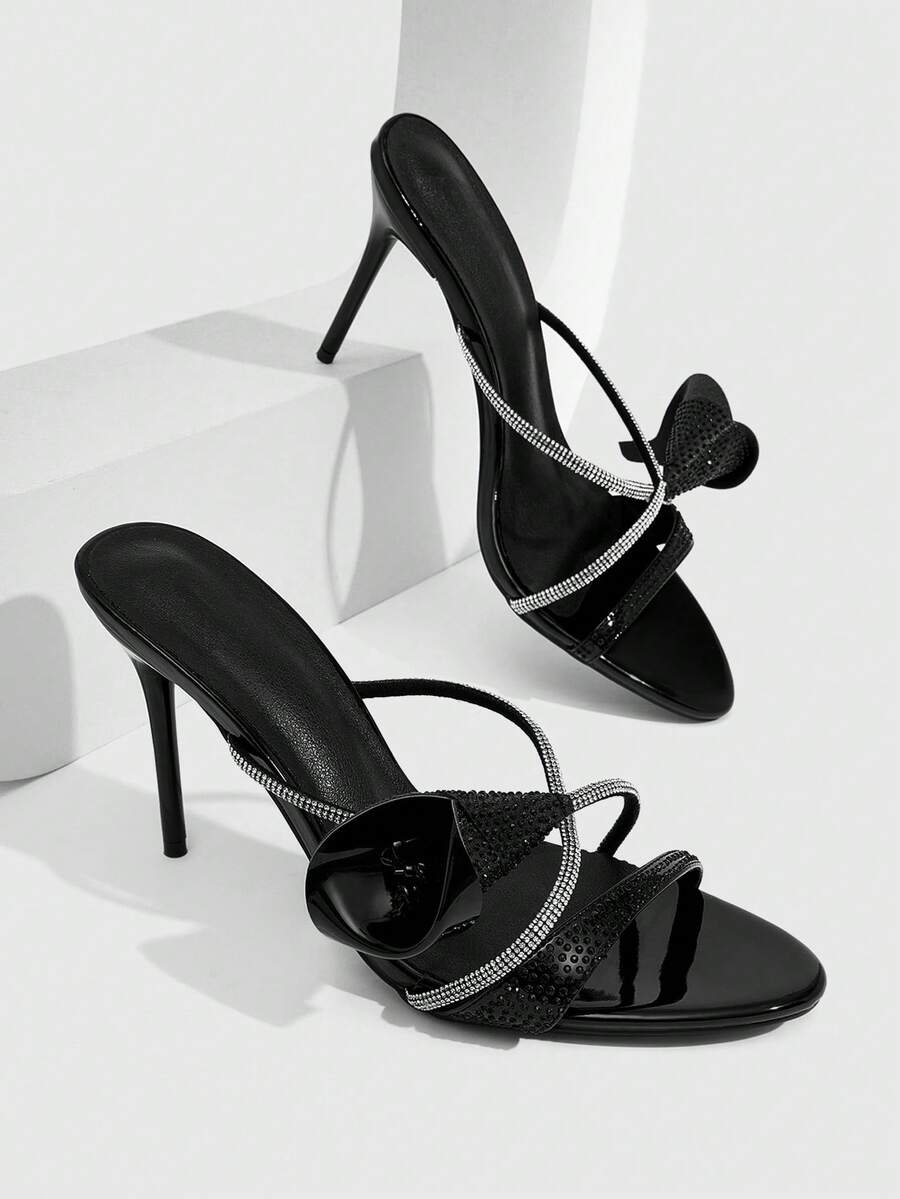 CUCCOO SZL Women's Rhinestone Strip Design Elegant Wedding Party Fashion High Heel Sandals Summer - Black - View 1