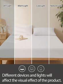 Cirelle 1pc Soft Solid Color Fitted Sheet - Breathable Polyester Mattress Cover With All-Around Elastic, Wrinkle & Fade Resistant Mattress Cover With Deep Pocket - White - View 10