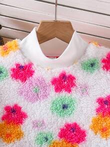 Emery Rose Kids Emery Rose Kids Tween女孩心形圖案長袖毛絨秋冬衛衣，心形圖案印花套頭衫，休閒運動戶外優雅心形套頭衫 - 白色 - 查看 3