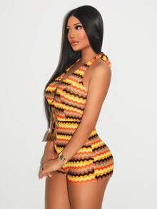 Sirith Women's Tight-Fitting Romper, Fashionable Halter Neck Style Suitable For Summer - Multicolor - View 4