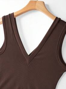 GlowEve Slimming Waist Exquisite Elegant Versatile Commute Vintage Knit Fashion Women's Vest - Brown - View 4