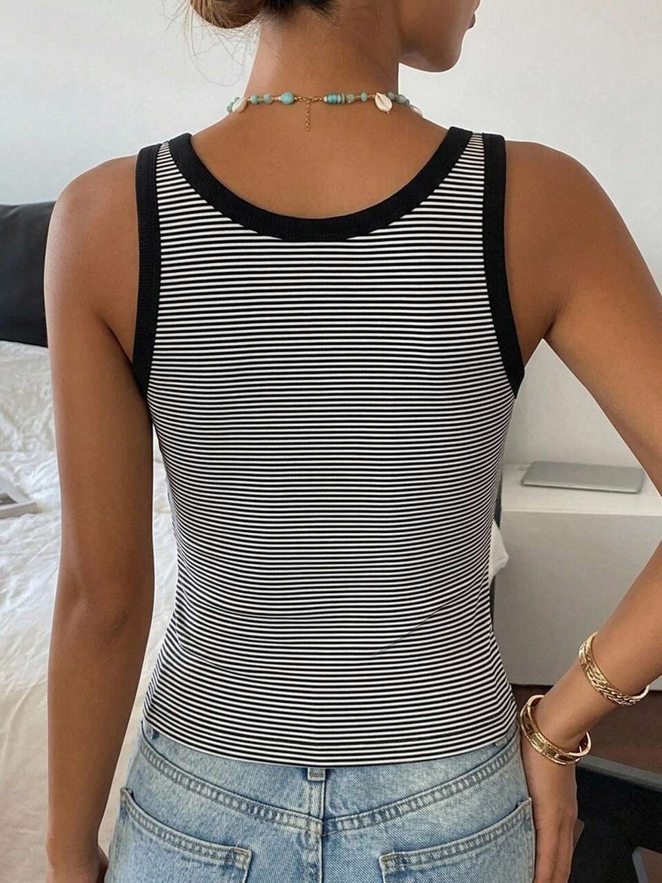 Solid Color Fitted Casual Vacation Summer Tank Top For Women Y2K