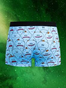 Rick and Morty X SHEIN Men's Funny Cartoon Print Boxer Briefs - Blue - View 2