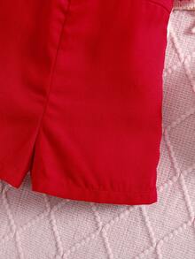 SHEIN 女嬰可愛夏季細肩帶露肩連身褲 - 紅色 - 查看 4
