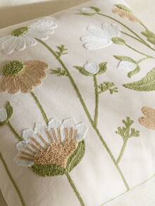 Cirelle 1件/2件 波希米亞風刺繡抱枕套 鼠尾草綠野花植物紋理 粗花呢紋理花卉枕套 適用沙發臥室（不含枕芯） - 橄欖綠 - 查看 5