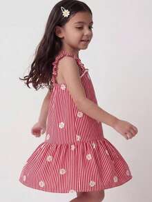 Maija Kids Maija Kids 1件装 女童休闲优雅度假宽松可爱粉色条纹+花卉图案荷叶边无袖连衣裙，适合日常穿着、返校、郊游、聚会、节日、春夏穿着。女童条纹连衣裙 女童细条纹连衣裙 粉色和红色条纹连衣裙 儿童女童幼儿条纹连衣裙 复活节假期粉色度假儿童连衣裙 女童连衣裙 儿童夏季连衣裙 儿童连衣裙 女童休闲连衣裙 儿童连衣裙 女童服装连衣裙 - 粉色 - 查看 7