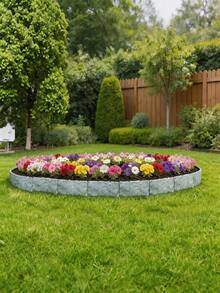 Set Of 20, Easy-To-Install Gray Stone-Patterned Plastic Garden Edging - Decorative Edging For Patios, Lawns, And Balconies, Perfect For Flower Beds And Landscape Borders - A - View 6