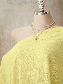 SHEIN ICON 女款大尺碼純色紋理不對稱上衣 - 黃色 - 查看 5