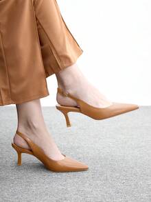 CUCCOO BIZCHIC 女款尖頭扣飾設計百搭時尚高跟鞋 - 杏色 - 查看 1