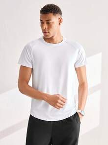 Driftmere Men's White Summer Athleisure Plain Gym T-Shirt,Short Sleeve Training&Workout Compression Moisture Wicking Quick Dry Regular Fit Round Neck Sports Running - White - View 4