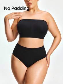 SHAPORA Women's 2026 Hot-Selling Fashionable Comfortable Minimalist Solid Color High-Quality Seamless Plus Size Bandeau Bra 3-Piece Set - Multicolor - View 8