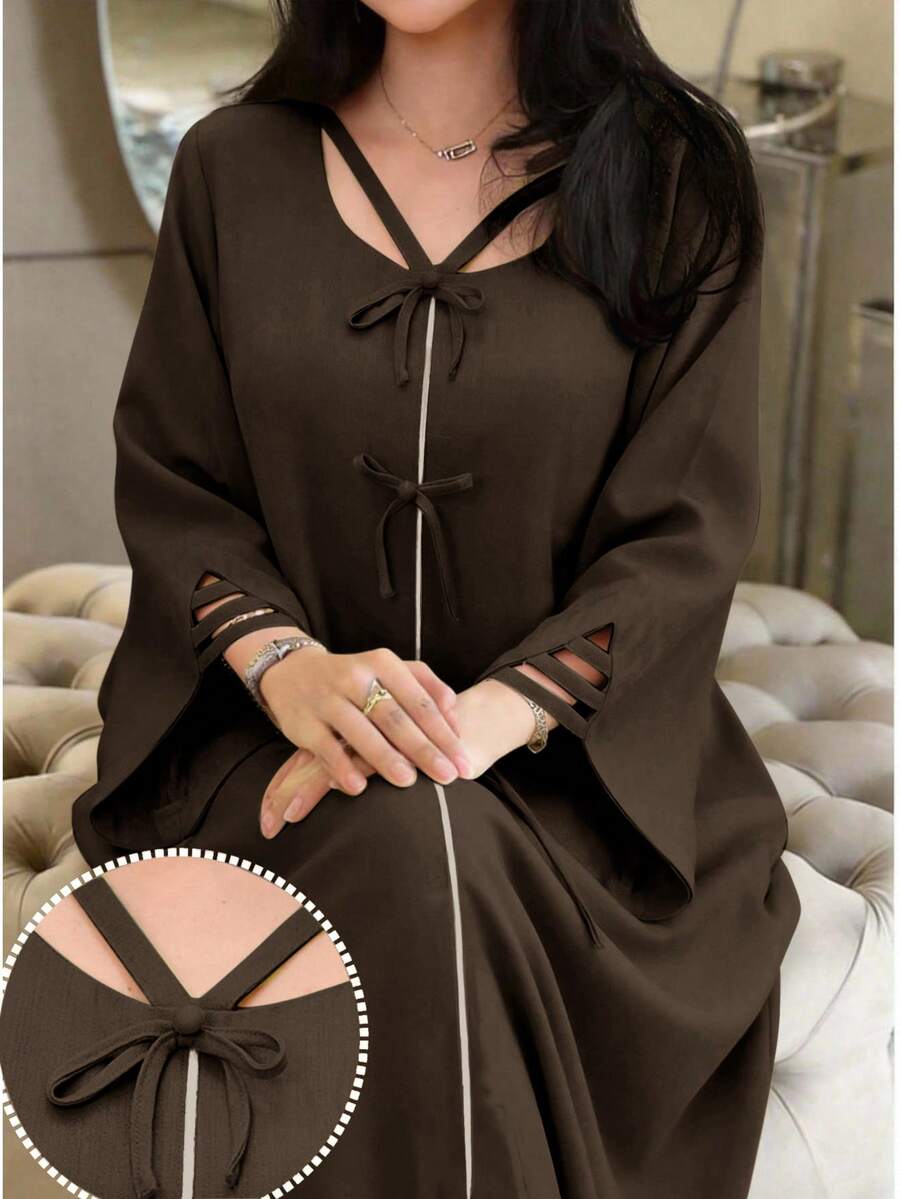 Yasmyna 女款土耳其卡夫坦長裙與阿拉伯傳統長洋裝 - 深灰色 - 查看 1