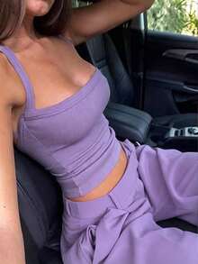 INAWLY Solva Women's Casual Comfortable Camisole & Suit Pants 2 Pieces Set - Mauve Purple - View 5