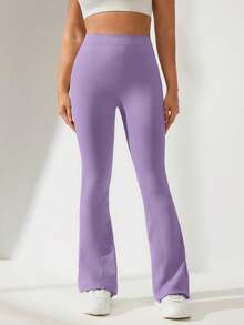 SHEIN Rhythm Era Damen Große Größen Lila Sport Leggings Lange Hose Yoga Fitness - Mauve - Übersicht 2