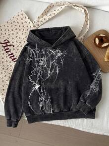 Attitoon Hoodie Grafis Punk Tengkorak Gothic Hitam Y2K - Rock, Festival Musim Panas, Musim Gugur - MultiWarna - View 4