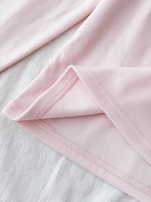 青少年女孩 T-Shirt 秋冬新款 粉色純色針織休閒修身百搭長袖上衣 - 粉色 - 查看 6