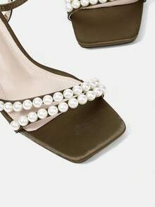 CUCCOO HITCHD Women's Pearl Slim Sandals, Elegant Casual And Comfortable Style, Worn In Work And Formal Occasions, Sandals Are Suitable For Dates And Parties - Green. - View 4