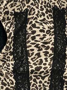 SHEIN Sexy Summer Vacation Lace-Trimmed Leopard Print Camisole Top - Coffee Brown - View 3