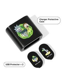 Rick and Morty X SHEIN 3 Pcs Data Line Protectors, Suitable For IPhone Chargers, Charger Protectors (Excluding Data Lines) - Black - View 5