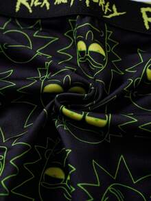 Rick and Morty X SHEIN 男士字母與卡通印花休閒三角內褲 - 黑色 - 查看 6