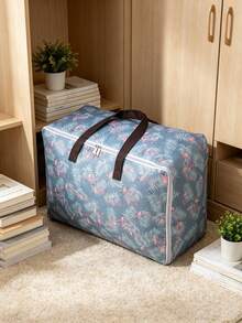 1pc Large Capacity Oxford Cloth Storage Bag, Multi-Use For Clothes And Bedding. Lightweight Zipper Handbag For Moving, Perfect For Organizing Quilts. Great For Home, Bedroom, Autumn And Festival Decoration. - Flamingo - View 2