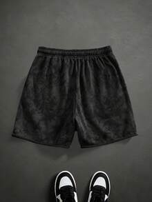 PAVTROS Herrshorts för sommaren, avslappnade och slitna, grå, med dragsko i midjan, retrostil, mångsidig design - Svart - Visa 2