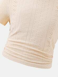 SHEIN Tween Girl Knit Solid Color Crew Neck Casual Cute T-Shirt And Skirt 2 Pieces Set Vacation White Summer - Multicolor - View 4