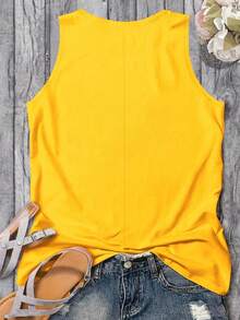 EMERY ROSE Women's Casual Leopard Print Tank Top - Yellow - View 2