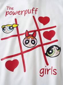 THE POWERPUFF GIRLS X SHEIN Men's Summer Casual Cartoon Print Shirt - White - View 6